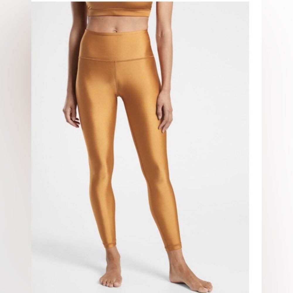 Gold High-Waisted Leggings-Yoga Pants-Gym-Comfy-Casual-Everyday-Fitted-Athleta
